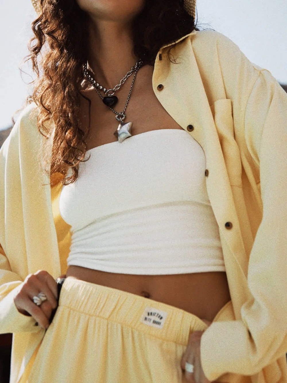 Brixton Light Yellow Two-Piece Shirt and Trousers Set woman’s